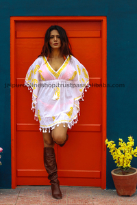 Caftán con bordado Floral elegante para mujer, vestido informal de talla grande con mangas cortas, cintura Natural lavable para adultos, Verano - Product Image 3