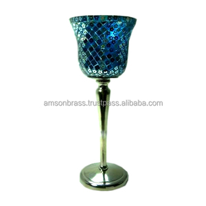 Bougeoir en aluminium avec abat-jour en verre - Product Image 3