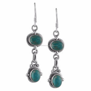 Oval Gemstone <b>Jewellery</b> 925 Sterling Silver <b>Turquoise</b> Earring - Product Image 1