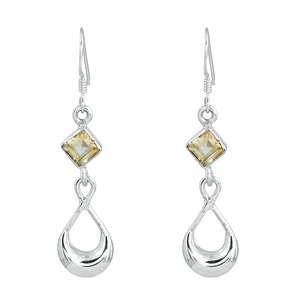 Boucles d'oreilles en argent sterling 925 avec citrine pierre précieuse cerf-volant forme à la mode classique plaqué argent pour cadeau de mariage - Product Image 1