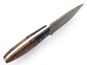 Couteau de chasse à lame fixe en damas fait main sur mesure avec manche en corne de buffle et en bois, OEM disponible, garantie de 3 ans (Aw14) - Product Image 6