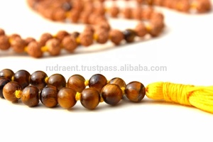 Trending Bohemian Style 6mm Mala Beads Tiger Eye Rudraksha Knotted Tassel <b>Long</b> Unisex Spiritual Natural Stone <b>Necklace</b> - Product Image 6