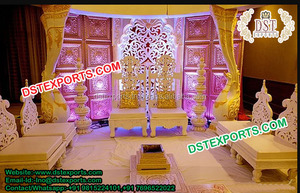 Juego de sillas Mandap talladas en madera estilo Bollywood para bodas indias decoraciones de boda de diseñador EE. UU. - Product Image 4