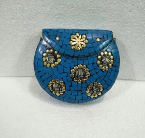 Bolso de mano indio hecho a mano con mosaico étnico, bonito bolso de mano de estilo indio, de noche, a la moda - Product Image 4