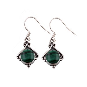 Natural purple Malachite Drop <b>Earrings</b> 925 Sterling Silver AAA Grade Luxury Women Certified Gemstone Engagement Party Gift - Product Image 1
