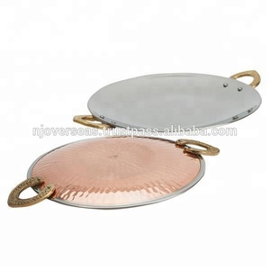 Tray <b>and</b> Copper Platter for Indian Dishes Serveware Tawa Utensil Serving Tray <b>and</b> Platter for Indian Dishes - Product Image 3