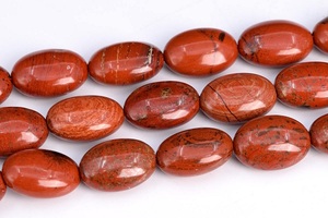 สร้อยคอลูกปัดหินรูปไข่แจสเปอร์สีแดงเครื่องรางคริสตัลลูกปัดทรงรีสำหรับทำเครื่องประดับสร้อยคอคริสตัลผู้หญิงขายส่ง - Product Image 3