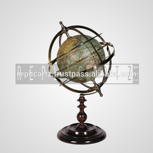 Globe gyroscopique décoratif en laiton sphère armillaire cadran solaire sphère armillaire entièrement en laiton avec cadran solaire Globe antique maritime nautique - Product Image 1