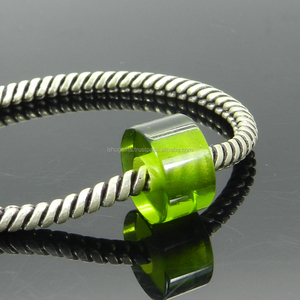 Cuentas de neumáticos lisos de 14x8x5mm, perlas sintéticas de peridoto hydro, GEMA de agujero grande, cuentas europeas para pulsera, IG0111 - Product Image 2