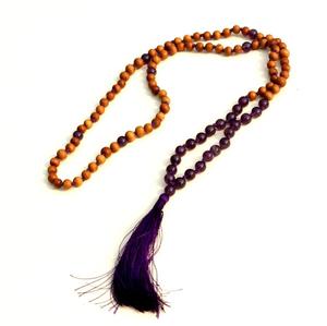Collier Mala unisexe en bois de santal, 108 perles, malachite, noué à la main, style religieux hindou, pour fête ou cadeau - Product Image 5