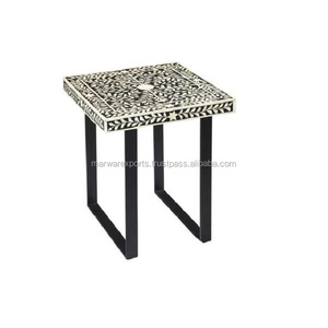 Mesa de centro con incrustaciones de hueso hechas a mano de diseñador moderno con elegante soporte de hierro, decoración elegante para el hogar para sala de estar - Product Image 2