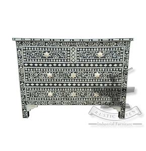 Cómoda con incrustaciones y huesos en blanco y negro Muebles para el hogar versátiles para cocina Sala de estar Dormitorio Comedor - Product Image 1