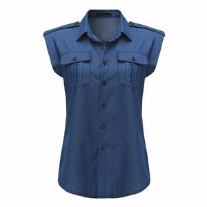 Chemises en jean d'été à col montant, motif à carreaux, 100% coton, anti-froissement, design personnalisé, dernières tendances - Product Image 2