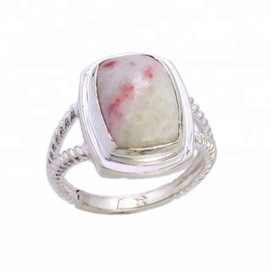 Bague en pierres précieuses de cinabre naturel Bijoux en argent sterling 925 massif Bagues en vermeil d'éternité Fabricant de bijoux faits à la main - Product Image 1