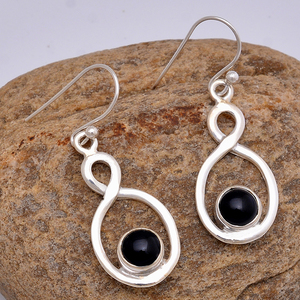 Pendientes colgantes de alambre de oreja de Plata de Ley 925 con piedras preciosas de ónix negro, joyería, pendiente romántico, chapado en plata de moda para mujer. - Product Image 3