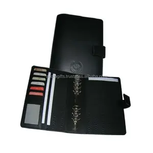 Organizador de cuaderno con cierre de botón, planificador diario de cuero, agenda de cuero con 6 anillas