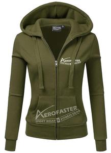 เสื้อฮู้ดมีซิปสำหรับผู้หญิงเสื้อกันหนาวมีฮู้ดพิมพ์ลายเทคนิคสีเขียวมะกอกและสีดำฤดูหนาว - Product Image 6