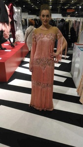 En gros de mode à la main strass lourd pierre travail robes de soirée - Product Image 3