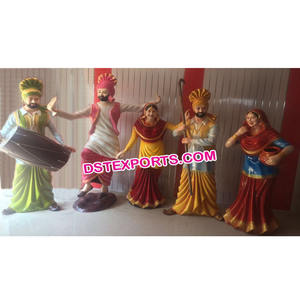 Estatua de Bhangra de Tamaño Real, Cultura Punjabi Tradicional, Estatua de Fibra, Decoración para Bodas - Product Image 1