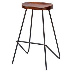Tabouret de Bar industriel en cuir et fer, pour l'extérieur, - Product Image 3