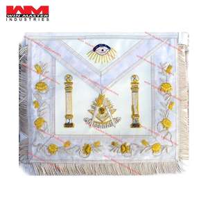 ผ้ากันเปื้อนลายมาสเตอร์ผ่านมาเมโซนิคปักด้วยมือริบบิ้นสีฟ้าและหนังลายวินมาสเตอร์ - Product Image 1