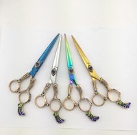 Juego de Tijeras de Peluquería Profesionales de Acero Inoxidable con Mango de Dragón, Tijeras de Entresacar con Tornillo Ajustable para Suministros de Salón de Belleza