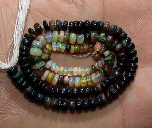 Cuentas de piedras preciosas sueltas de ópalo negro etíope, forma redonda suave, calidad Natural increíble para la fabricación de joyas, buena calidad natural - Product Image 6