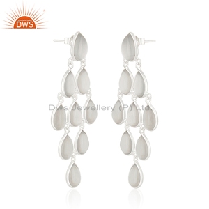 Pendientes de Plata de Ley 925 con Piedra Lunar Gris, Proveedor de Joyería de Diseño - Product Image 3