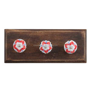 Handmade Coat Wooden Ceramic Decorative Hooks Red and White WHK-982 - Product Image 1