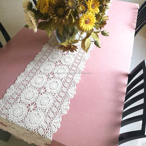 Chemin de table en gros de luxe fabriqué à la main tricoté 100% chemin de table en crochet en coton naturel d'Inde - Product Image 5