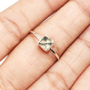 Anillos de plata de ley 925 de amatista rosa, forma cuadrada única, plata 925 en línea - Product Image 4