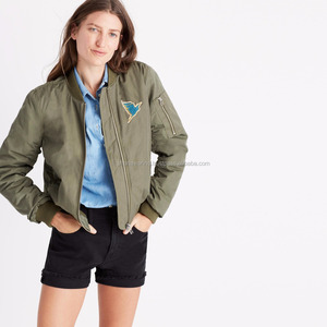 Women Custom Baseball Varsity Bomber <b>Jacket</b> 100% Polyester Nylon Satin Bomber <b>Jacket</b> for Unisex - Product Image 3
