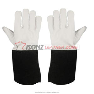 Premium Quality White Calf Tig <b>MIg</b> Welding Gloves With Suede Black Cuff Custom Size Protective Anti-Heat for Argon Steel <b>Welders</b> - Product Image 5