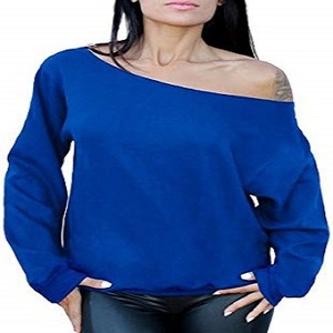 Sweat-shirt à manches longues, col large, épaules dénudées, en polaire, xxxxl, pour femmes, 2020 - Product Image 1