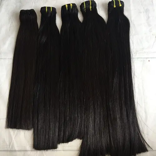 Virgin bone straight human donor hair extensions from Vietnam hair supplier raw Cambodian hair natural color weaving