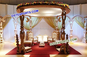 Ensemble de Mandap en bois pour mariage hindou, Mandap en bois fait main, Piliers en bois pour mariage, Décoration d'événements Connecticut LONDRES - Product Image 5