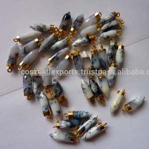 Pendentif opale dendrite plaqué or rhodium sertissage de petites pointes pierre précieuse pour les occasions de fête charme de petites pointes - Product Image 1