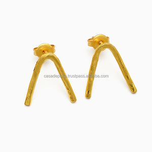 Pendiente de Plata de Ley 925 hecho a mano chapado en oro, pendiente de moda para aniversario de boda, compromiso o regalo. - Product Image 1