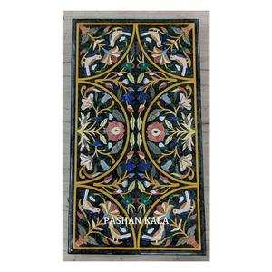 Mesa con incrustaciones de forma Rectangular de mármol negro Natural de hermoso diseño muy atractivo para decoración del hogar y fines de comedor - Product Image 1