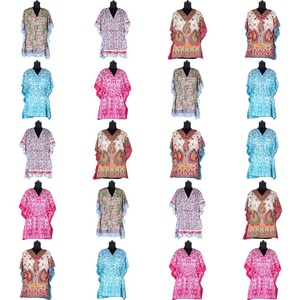 Hippie Boho Caftan pour femmes en coton ample Maxi robe d'été caftan court avec des conceptions uniques grande taille amicale - Product Image 1