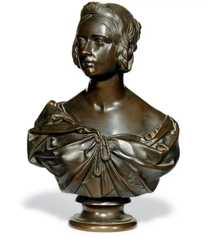 Hoge Kwaliteit Casting Brons Koningin Victoria Buste Standbeeld