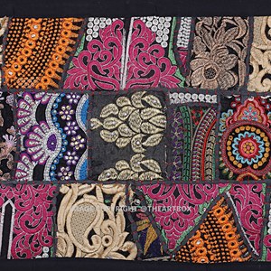 Ấn Độ cũ Sari chắp vá tấm thảm GYPSY phong cách thiết kế Bảng trang trí nội thất treo tường Bohemian cổ điển bảng RUNNER cho trang trí nội thất - Product Image 6