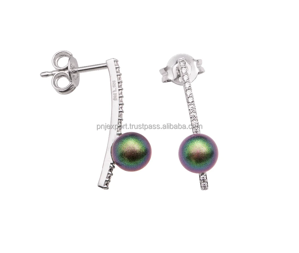 925 boucles d'oreilles en argent Sterling avec cristal perles-marque PNJ-Vietnam