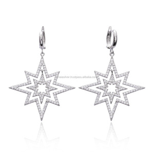 Boucles d'oreilles pendantes en argent Sterling 925 pour femme, bijoux féminins, plaqué Rhodium, faits à la main, tendance, nouvelle collection - Product Image 1
