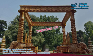 Escenario de Boda de Fibra de Vidrio Ligero con Aspecto Dorado Precioso, Decoración de Mandap, Tamaño Personalizado, Diseño Moderno para Bodas - Product Image 3