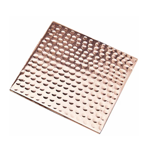 Lot de 6 sous-verres en acier inoxydable martelé or rose, lot de 6 sous-verres en or rose - Product Image 1