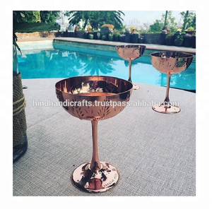 Antique and Unique Copper Wine Engraved <b>Goblet</b> with Brass Handle - Product Image 6