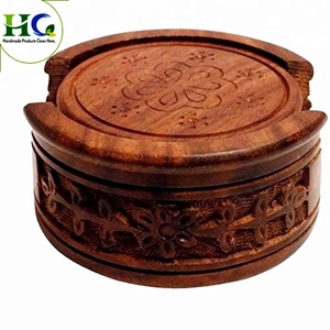 2024 Meilleure vente Sous-verres à thé en bois sculpté de style classique - Product Image 1