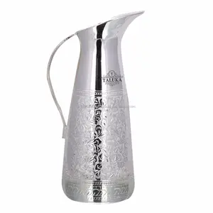 Garrafa de água bronze banhado a prata sólida, design de etch, jarro de garrafa de água