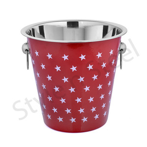 Refroidisseur de vin en acier inoxydable et seau à glace imprimé en étoile à vendre-Matériau en métal de qualité supérieure - Product Image 1